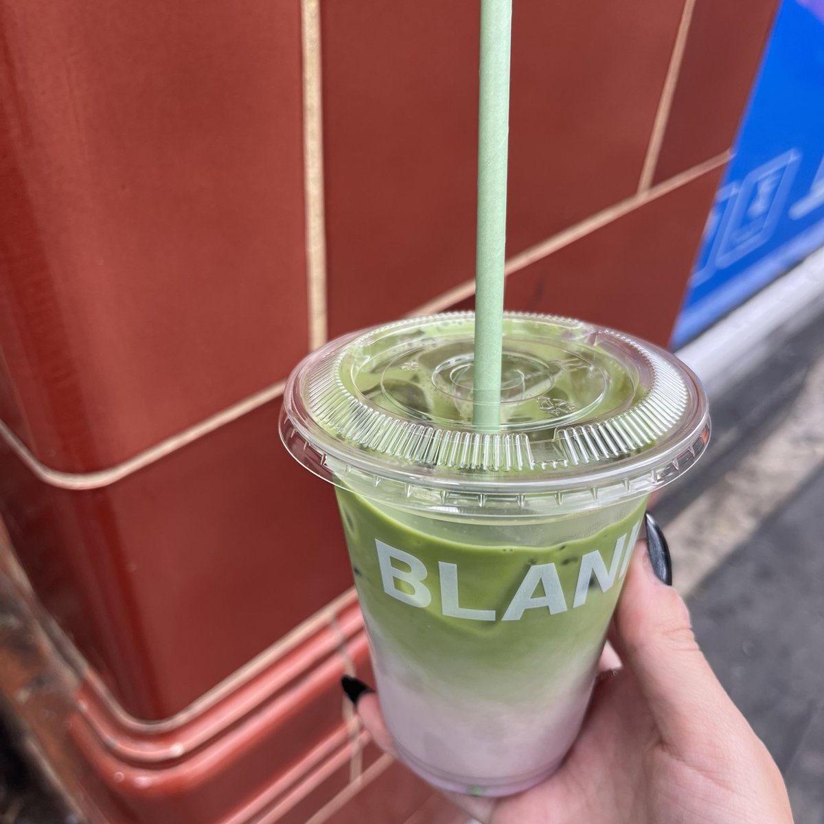 finally tried blank street iced oat blueberry matcha had to be done while in london