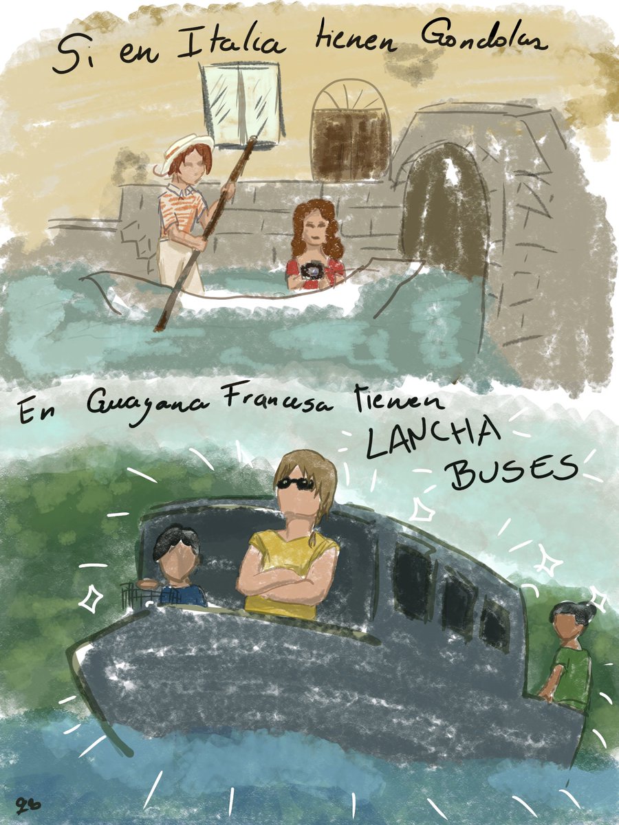 Quirqhi's tweet photo. Medio muerta y drenada pero bueno no puedo dejar plantado a mi teama
Acá con un dibujo calidad patata de un hecho medio random xd 
Guayana Francesa usa lanchas como medio de transporte (pd: si llevan maletas y animales de granja como todo bus)
#LHMachete #LatinHetalia15 https://t.co/Kbi12aMyLc