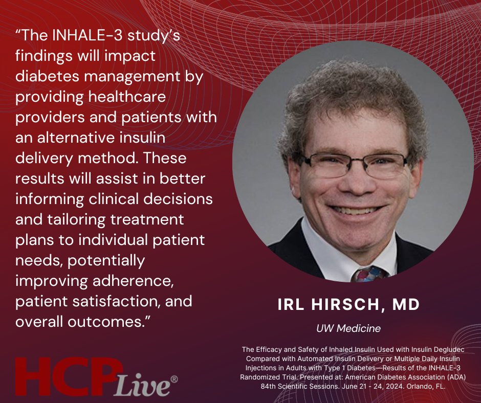 HCPLiveNews's tweet image. New data from INHALE-3, which were presented at #ADASciSessions, show inhaled insulin (Afrezza; @MannKindCorp) is safe, effective for type 1 diabetes, improving glycemic control and HbA1c goals.

Learn more:
hcplive.com/view/inhaled-i…

#Type1Diabetes #Insulin