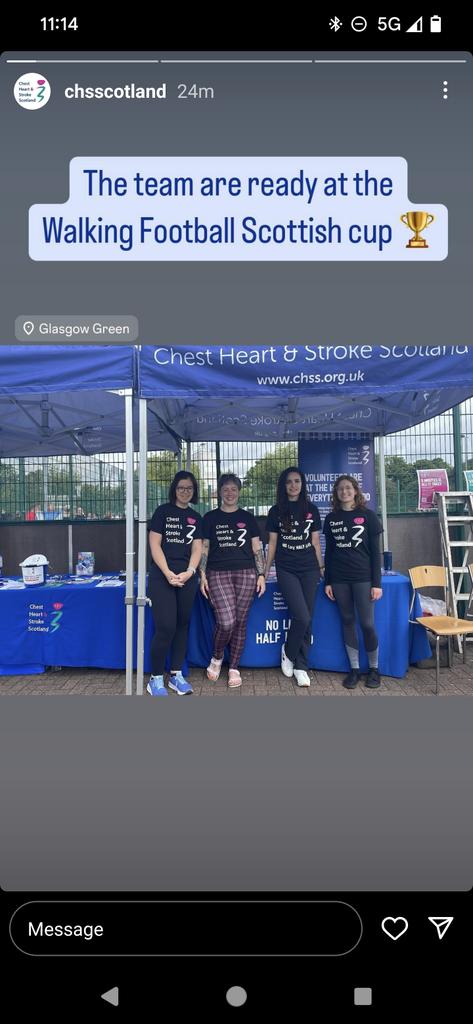 RuthZokas's tweet photo. Brilliant day at the @WalkingFootScot Scottish Cup and Football!  It was great to speak to people about @CHSScotland services and volunteering opportunities. https://t.co/4Wd4WL470g