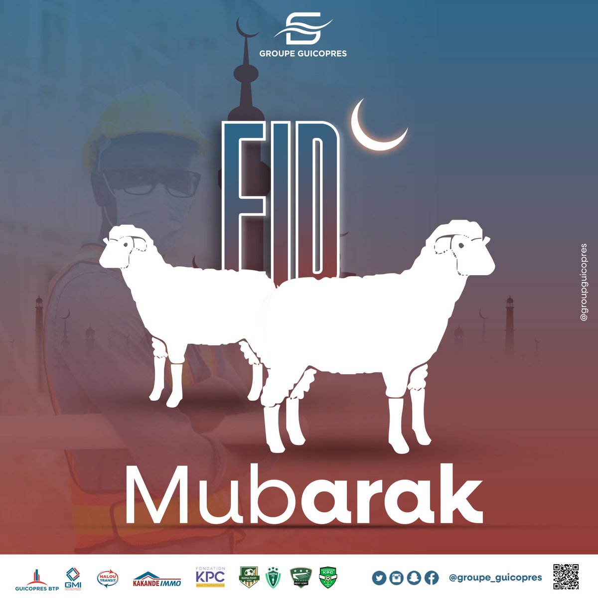 Guicopres_SA's tweet photo. Le 𝗚𝗿𝗼𝘂𝗽𝗲 𝗚𝘂𝗶𝗰𝗼𝗽𝗿𝗲𝘀 souhaite une Bonne Fête de 𝗧𝗮𝗯𝗮𝘀𝗸𝗶 à tous les fidèles 𝐌𝐮𝐬𝐮𝐥𝐦𝐚𝐧𝐬 . 

##Groupe_Guicopres #Eid_Mubarack https://t.co/cMErtA9nXg