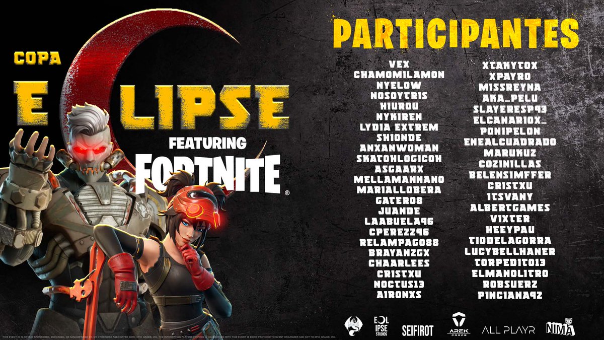 🔥 PRIMEROS 50 PARTICIPANTES 🔥

Estos han sido los primeros 50 elegidos para participar en el evento de streamers. ¿Quién os falta? 👀

#CEV #Fortnite