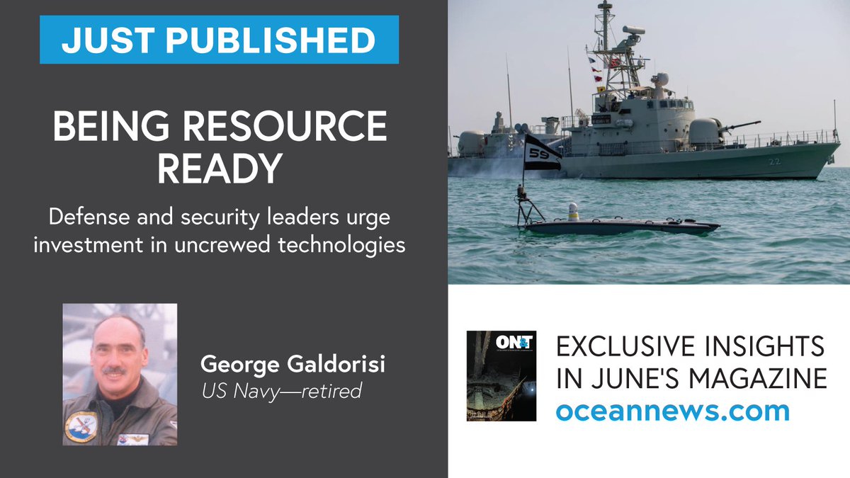 oceannews's tweet image. Read the latest exclusive defense feature from George Galdorisi, US Navy–Retired “Being Resource Ready Defense and Security Leaders Urge Investment in Uncrewed Technologies,” in ON&amp;amp;T’s June edition: Underwater Imaging: digital.oceannews.com/june-2024/page… 

#maritimedefense #autonomoussystems