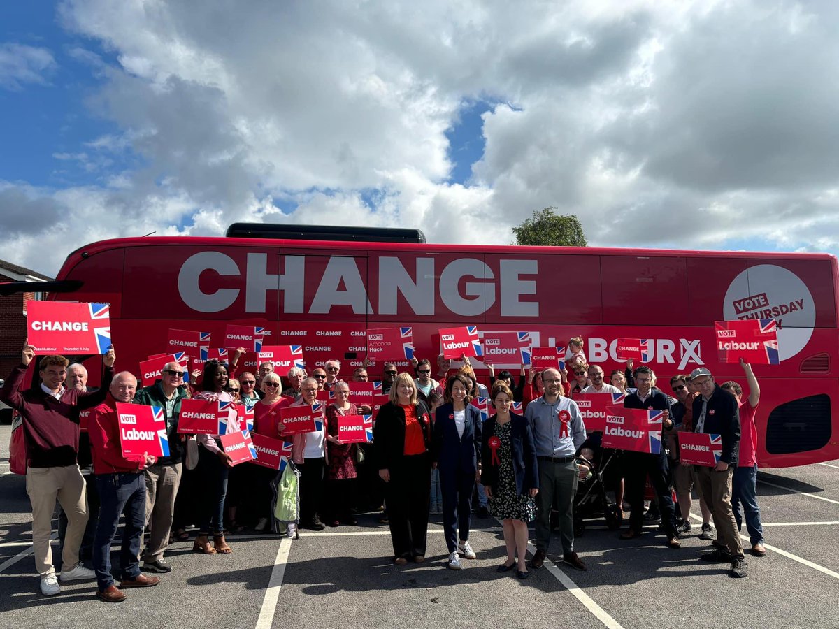 LabourNWL's tweet photo. Great start to the weekend welcoming Liz Kendall to Ibstock this morning on the @UKLabour battle bus. Liz was in NW Leics to support @Hack4Labour, describing her as a woman of ‘real decency and integrity’. NWL is ready for change! #VoteLabour https://t.co/PW3uWRy2Mq
