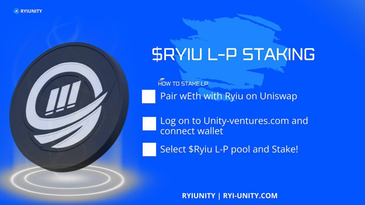 DEFIDASH_'s tweet image. 📣Our L-P pool is now live with over 120% APR! Don’t miss out on this amazing returns while contributing to $Ryiu liquidity.

▫️Follow guide 
▫️Create pair 
▫️Stake on Unity-ventures.com and start earning now!🚀 

#Staking #Defi #base