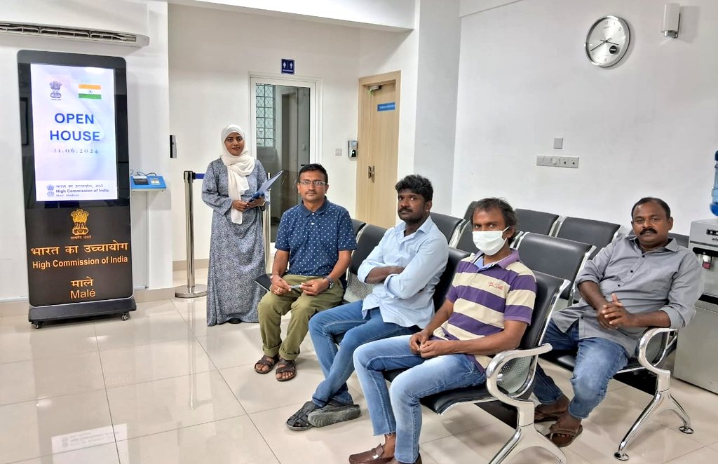 HCIMaldives's tweet photo. High Commission of India held  an Open House on June 21, 2024 for Indian Nationals and social workers to discuss their grievances and suggestions. https://t.co/SJuOeuUooo