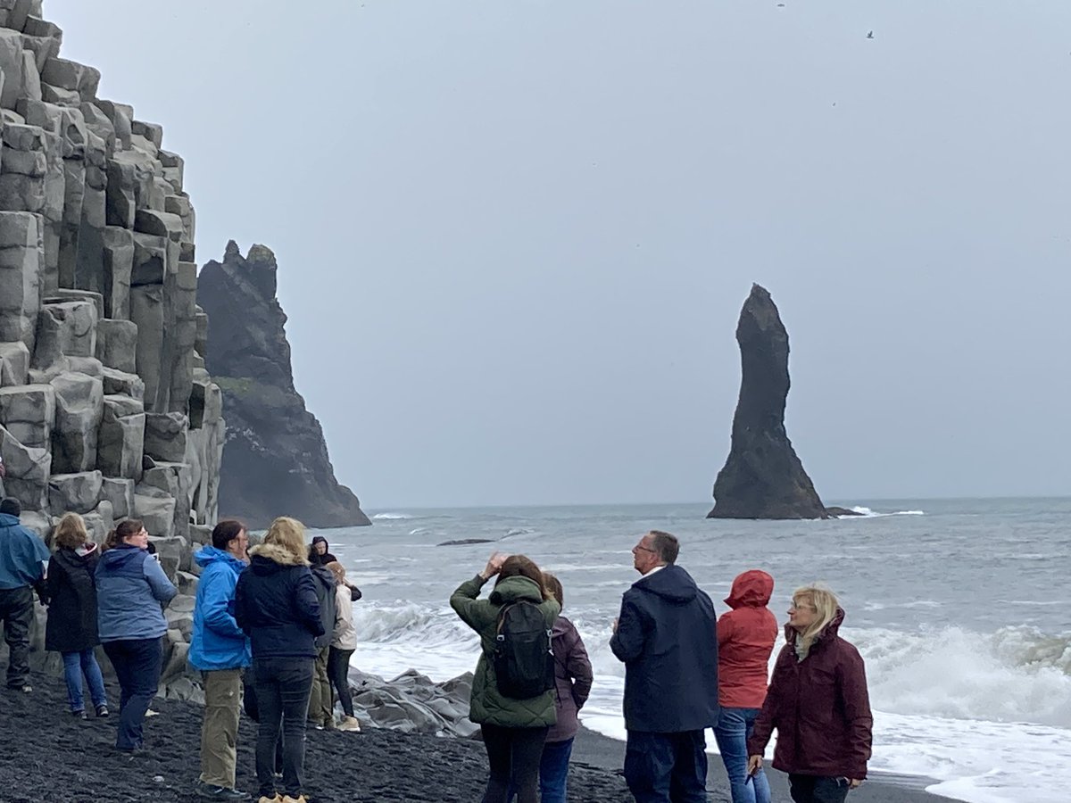 Spotting erosional landforms at the black beach at Reynisfjara #iceland #geographyfieldtrip #spfgeography