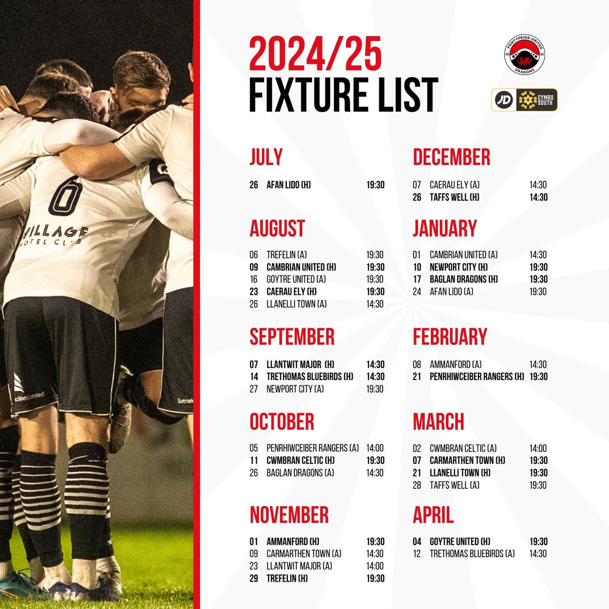 PontyUnitedM's tweet image. Presenting our official 2024/25 #JDCymruSouth fixture list 📃 

Which game are you most looking forward to? 👀

#OneClub #WeAreUnited