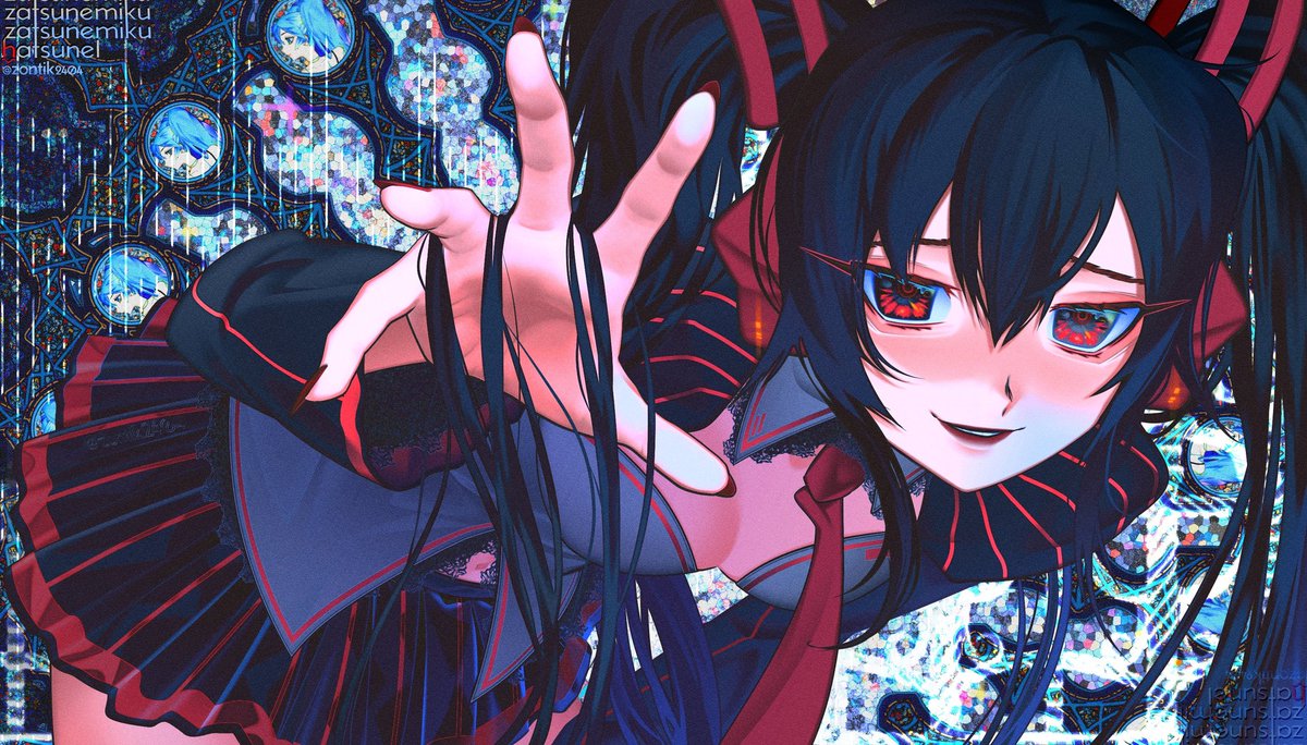 zontik2404's tweet image. ❤🩵 #重音テト #初音ミク
💝🖤 #イラスト #雑音ミク