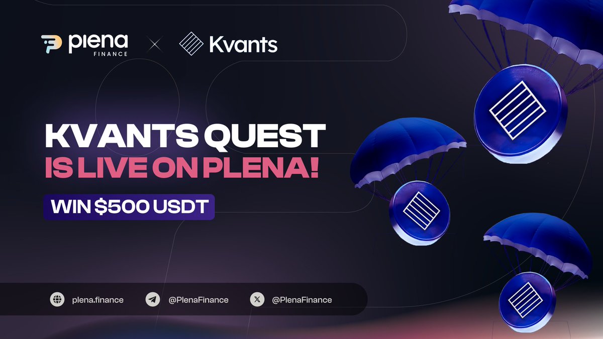 Attention, Degens!

In celebration of our partnership with <a href="/KvantsAI/">Kvants</a>, we're launching a new quest on #PlenaCryptoSuperApp 🥳

Win 500 USDT split among 50 lucky participants – that's 10 USDT each! 💰

👉Join here: plena.page.link/UdTB