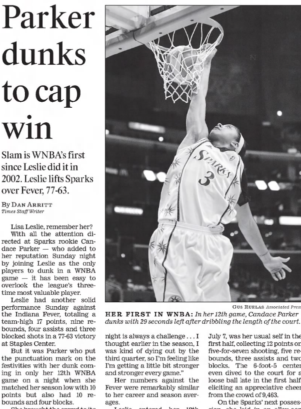 first wnba player to dunk