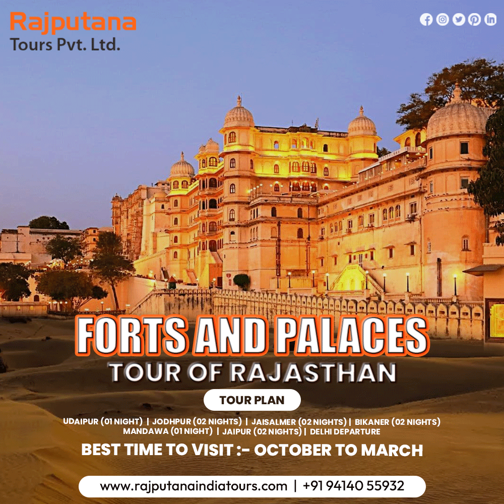 rajputnatours's tweet photo. 🕌 Forts and Palaces Tour of Rajasthan 🏰

📞 Contact Us: +91 9414055932
🌐 Website: https://t.co/4G6v2mfCxW

#RajputanaIndiaTours #RajasthanTour #FortsAndPalaces #TravelRajasthan #RajputanaTours #ExploreIndia #HeritageTravel #Udaipur #Jodhpur #Jaisalmer #Bikaner #Mandawa #Jaipur https://t.co/PJi4qTz1zR