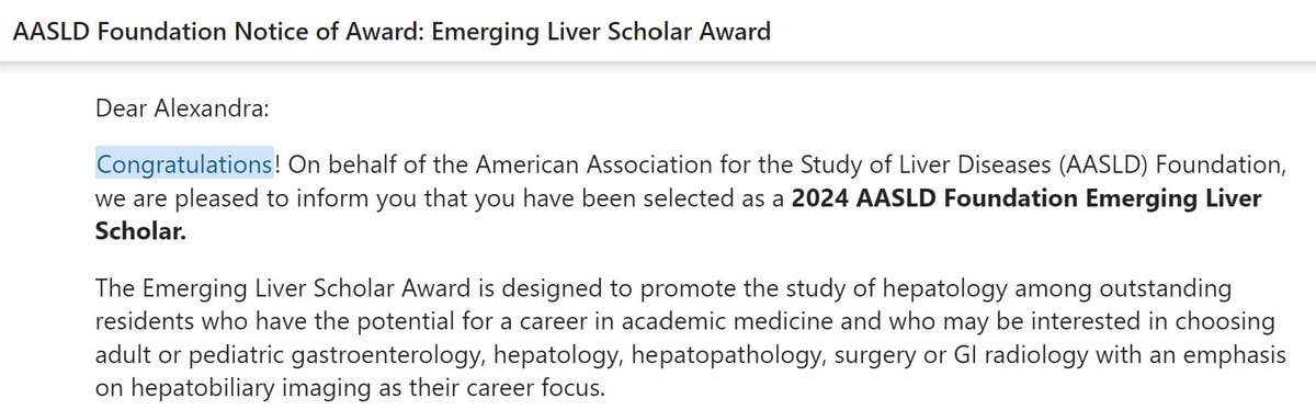 AlexMacBrideMD's tweet photo. Honored and excited to announce I was selected as a 2024 @AASLDFoundation Emerging Liver Scholar! ๐
Special thanks to @faruq_pradhan for his incredible mentorship that made this possible โจ
Can't wait to meet everyone at #TLM2024! #GITweets @AASLDtweets https://t.co/SfkPIeWOxk