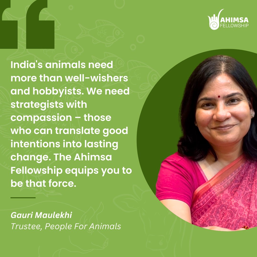Ahimsa Fellows (@ahimsamatters) on Twitter photo Hear from Smt <a href="/gauri_maulekhi/">Gauri Maulekhi</a>, a leader of India's animal advocacy movement & Trustee of <a href="/pfaindia/">People For Animals India</a>, <a href="/PFAukd/">People For Animals Uttarakhand</a>, @pfappf, on why @ahimsamatters!
You can be a powerful force + translate your good intention into lasting change too
Apply to be an #AhimsaFellow: ahimsafellowship.org Hear from Smt <a href="/gauri_maulekhi/">Gauri Maulekhi</a>, a leader of India's animal advocacy movement & Trustee of <a href="/pfaindia/">People For Animals India</a>, <a href="/PFAukd/">People For Animals Uttarakhand</a>, @pfappf, on why @ahimsamatters!
You can be a powerful force + translate your good intention into lasting change too
Apply to be an #AhimsaFellow: ahimsafellowship.org