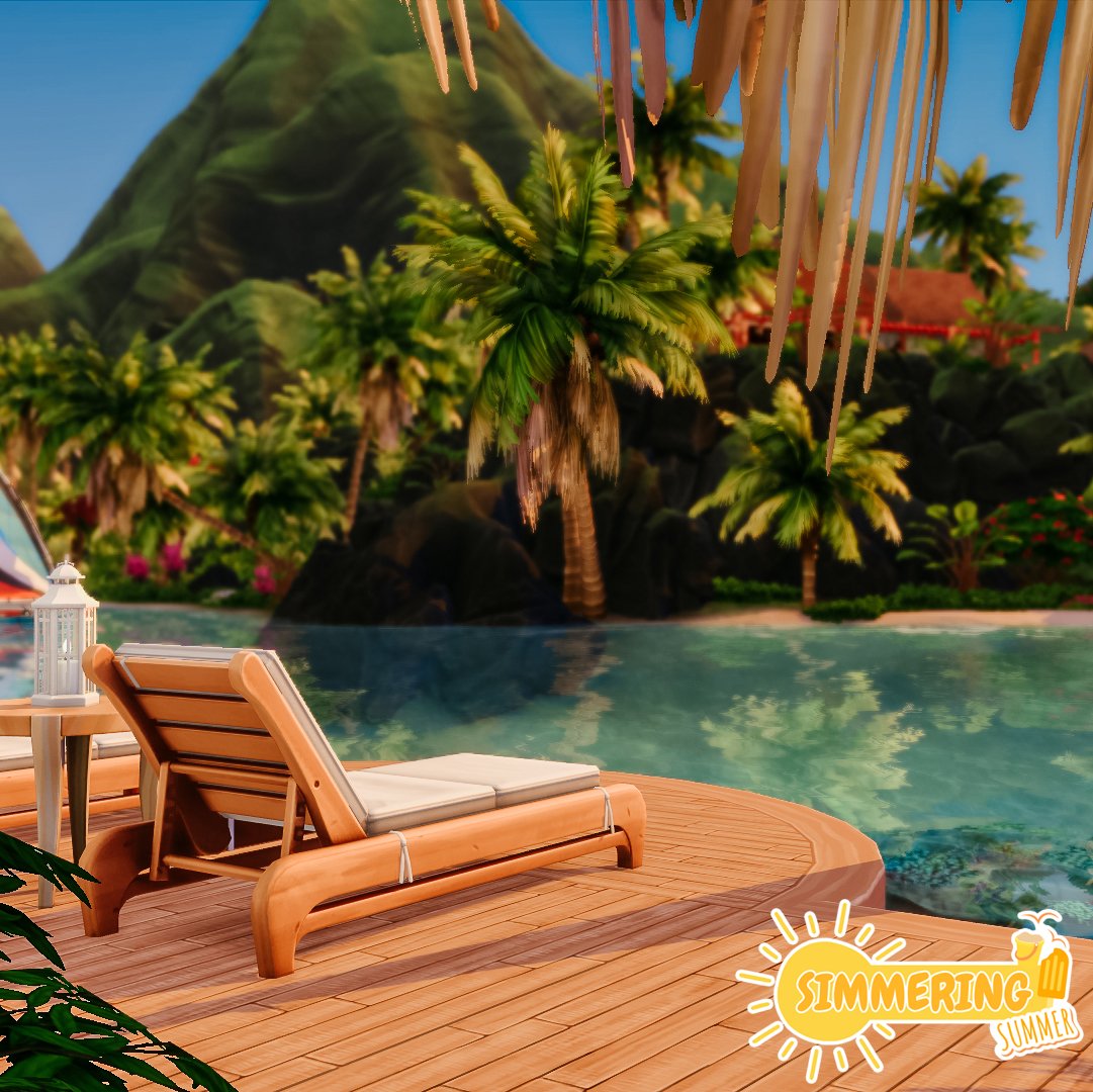 KawaiiFoxita's tweet photo. I'm so happy to show you my contribution to the #SimmeringSummerSaveFile hosted by @gardenova_sims & @create4sims 💛
☀️ Sulani - Lagoon Look
☀️ Island Living & Base Game Only
The save file will be released soon. Don't forget to check out the other builds too!
#TheSims4 https://t.co/q1s8HKDP4R