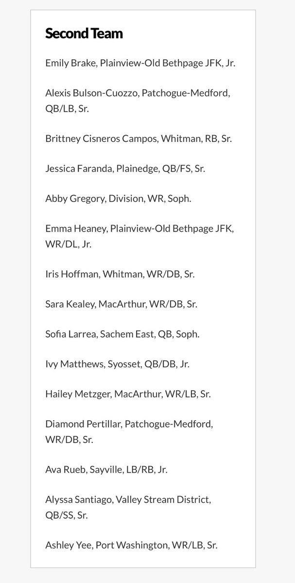 Congrats to <a href="/emilybrake/">emilybrake</a> and <a href="/emmaheaney10/">emma</a> for earning second team All Long Island Honors in Flag Football! Well deserved!