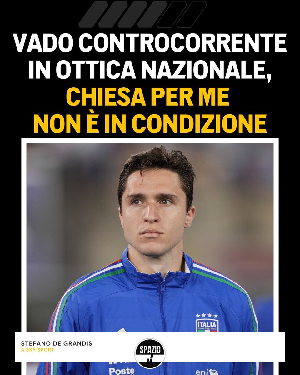 Spazio_J's tweet image. #DeGrandis è intervenuto così dagli studi di Sky Sport in merito alle prestazioni di #Chiesa con l’#Italia a #Euro2024 🗣️

Per l’opinionista, il giocatore della #Juventus non è in condizione e in un ipotetico 3-5-2 contro la #Croazia dovrebbe giocare #Bellanova 😳

Pareri? ⤵️