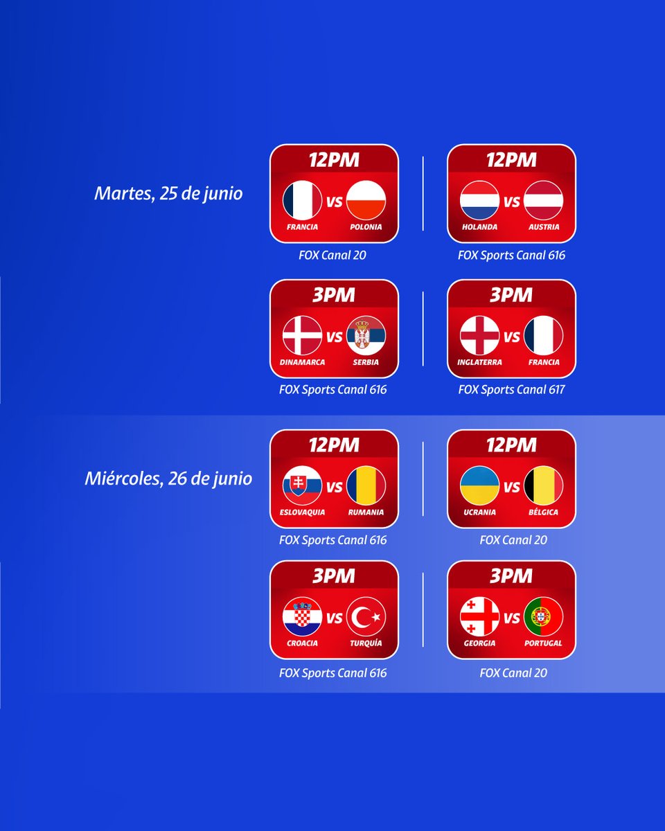 clarotodo's tweet photo. ⚽ Vive la acción de la Eurocopa 2024 🏆🌍 por Clarotv+. Chequea aquí el calendario de los juegos, en directo por Fox Sports canal 616, Fox Sports 2 canal 617 y Fox canal 20. ¿Cuál es tu equipo favorito? 🏟️📺
#fútbol #somosfans https://t.co/egxYWiYh5d