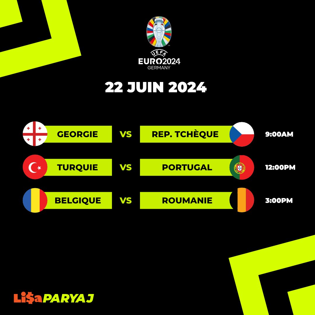LisaParyaj's tweet photo. Match jounen an nan #EURO2024. Fè paryaj ou tèt frèt sou https://t.co/HEnAHcJocV
.
.
#Lisaparyaj #parye #lajan #euro #copa #parispòtif https://t.co/73b75gnMQ9