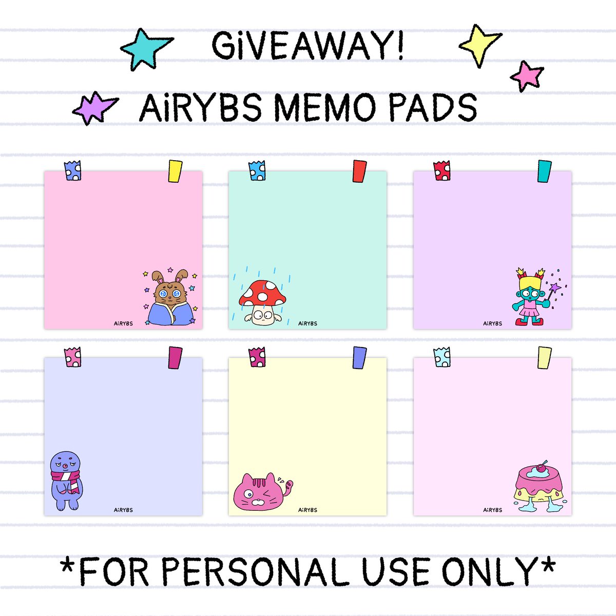 airybs_official's tweet image. Giveaway! Memo Pads 🍎🍥🐠🫧 drive.google.com/drive/folders/… แจกไฟล์กระดาษโน้ตเอาไว้ใช้เลคเชอร์น่ารักๆคั้บบ 📓 pls repost and fav before use 👀

#แจกpng #แจกไฟล์png #แจกwallpaper #แจกอิโมจิ #แจกอิโมติคอน #Giveaway #Goodnotes