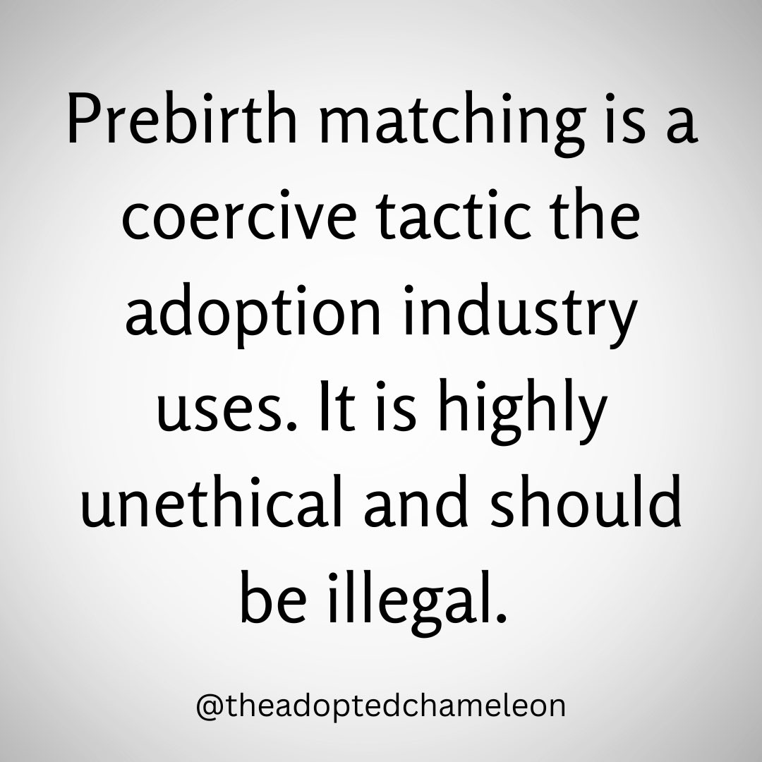 The Adopted Chameleon (@adptdchameleon) on Twitter photo The US #adoption industry uses coercive tactics to increase the domestic infant supply. If you are waiting for a mother in crisis, so are you. 
#adoptedchameleon The US #adoption industry uses coercive tactics to increase the domestic infant supply. If you are waiting for a mother in crisis, so are you. 
#adoptedchameleon