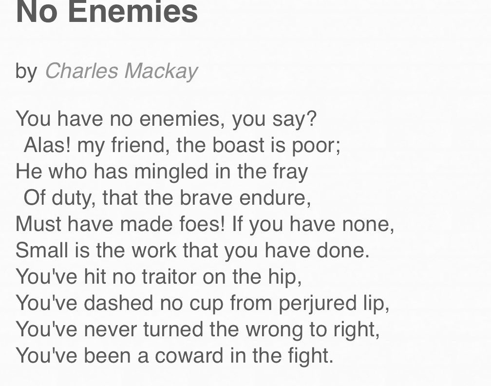 Do you have haters? No Enemies you say. Charles Mackay has some thoughts on that…