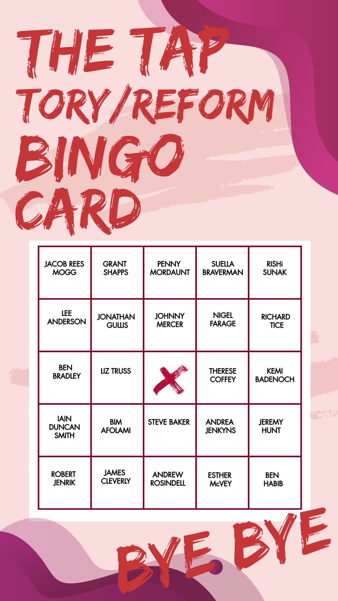 TheWansteadtap's tweet photo. So many more names we could have added
- if you can’t come to our all nighter please feel free to download and play along with us - when they loose their seat simply cross them off and wave them goodbye #GeneralElectionJuly4 https://t.co/hsfH1IZLfS