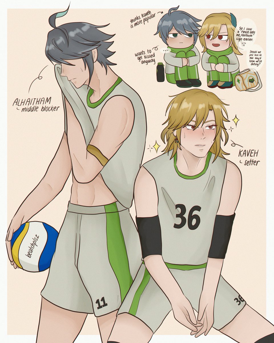 beatchplsz's tweet image. hkvh volleyball au!
The Sumeru National Team's Power Couple (they never said they're dating but everyone knows)
#haikaveh #アルカヴェ 🌱