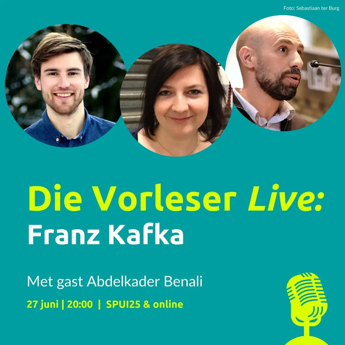 Duitsland Instituut (@diamsterdam) on Twitter photo Onze literatuurpodcast gaat volgende week live! ‘Die Vorleser’ Trixie en Thomas gaan samen met schrijver en Kafka-liefhebber Abdelkader Benali in gesprek over Franz Kafka. Bij @SPUI25 in Amsterdam, meer info & aanmelden: tinyurl.com/yfmtzhrh Onze literatuurpodcast gaat volgende week live! ‘Die Vorleser’ Trixie en Thomas gaan samen met schrijver en Kafka-liefhebber Abdelkader Benali in gesprek over Franz Kafka. Bij @SPUI25 in Amsterdam, meer info & aanmelden: tinyurl.com/yfmtzhrh
