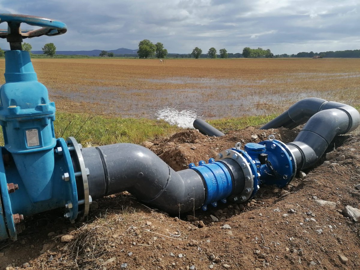 #Irrigation already started after dry seeding of #rice in #Pals. 
Flow meters allow us to continuously measure water inputs in plots.
You might also notice #soil #water contents probes installed in the middle of the plot...
#agroecosystem #sustainability