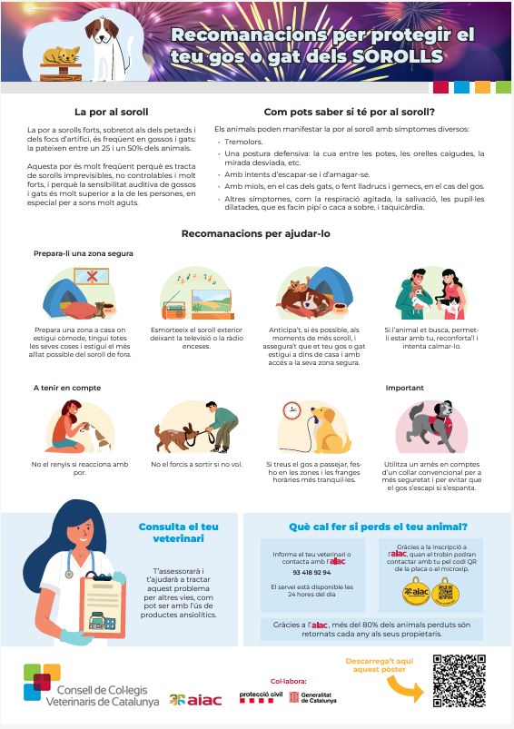 🎆🧨 Si la teva mascota ho pot passar malament amb els sorolls durant la revetlla de Sant Joan, aquí et deixem una sèrie de recomanacions de <a href="/ConsellCol/">Consell de Col·legis Veterinaris de Catalunya</a> i <a href="/emergenciescat/">Protecció civil</a> per viure una #revetllasegura 👇🏼👇🏼