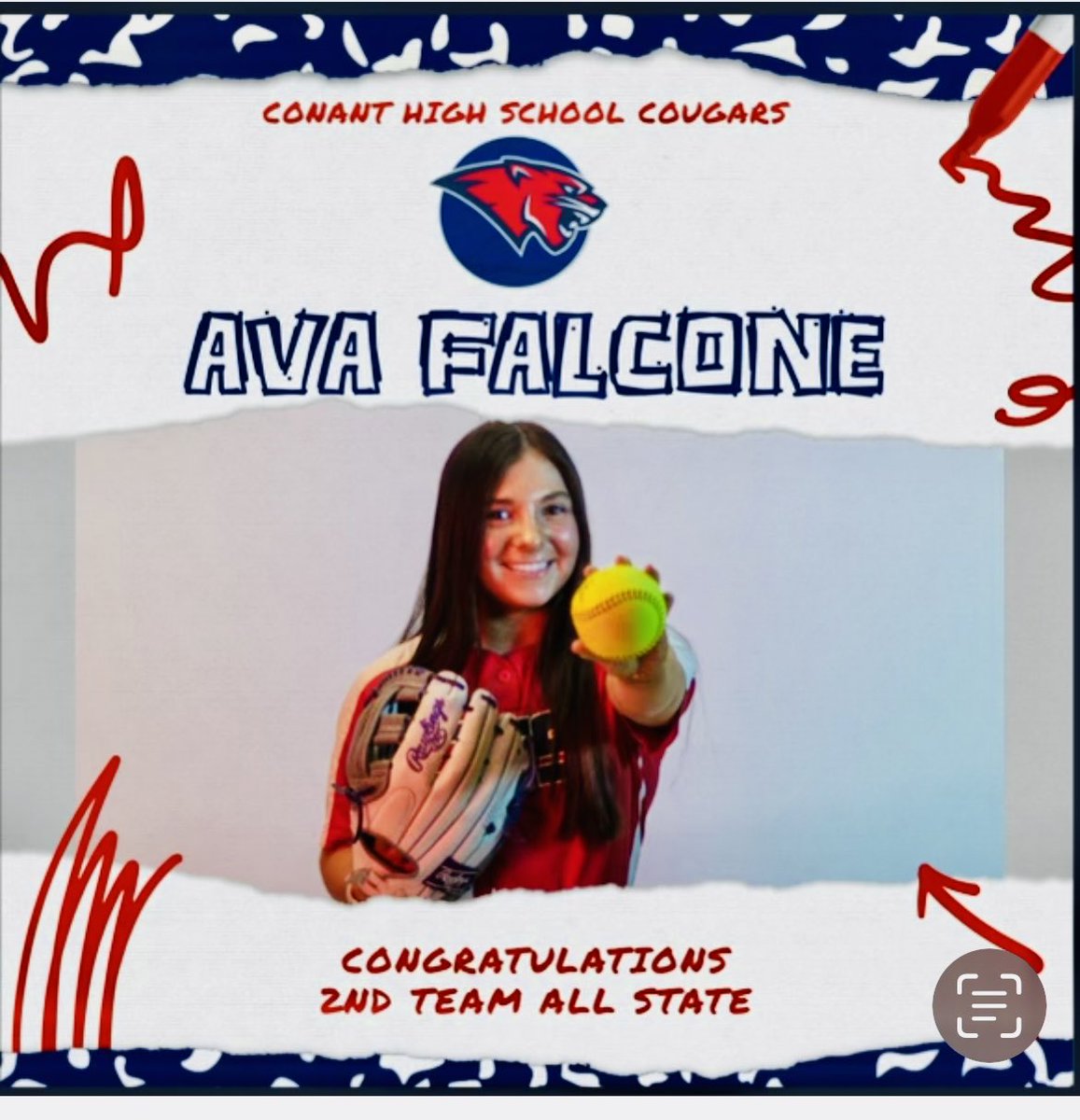 Way to go! CONANT softball giving a big shoutout to this amazing centerfielder!! ⁦<a href="/conantathletics/">Conant Athletics</a>⁩ ⁦<a href="/avafalcone23/">Ava Falcone</a>⁩