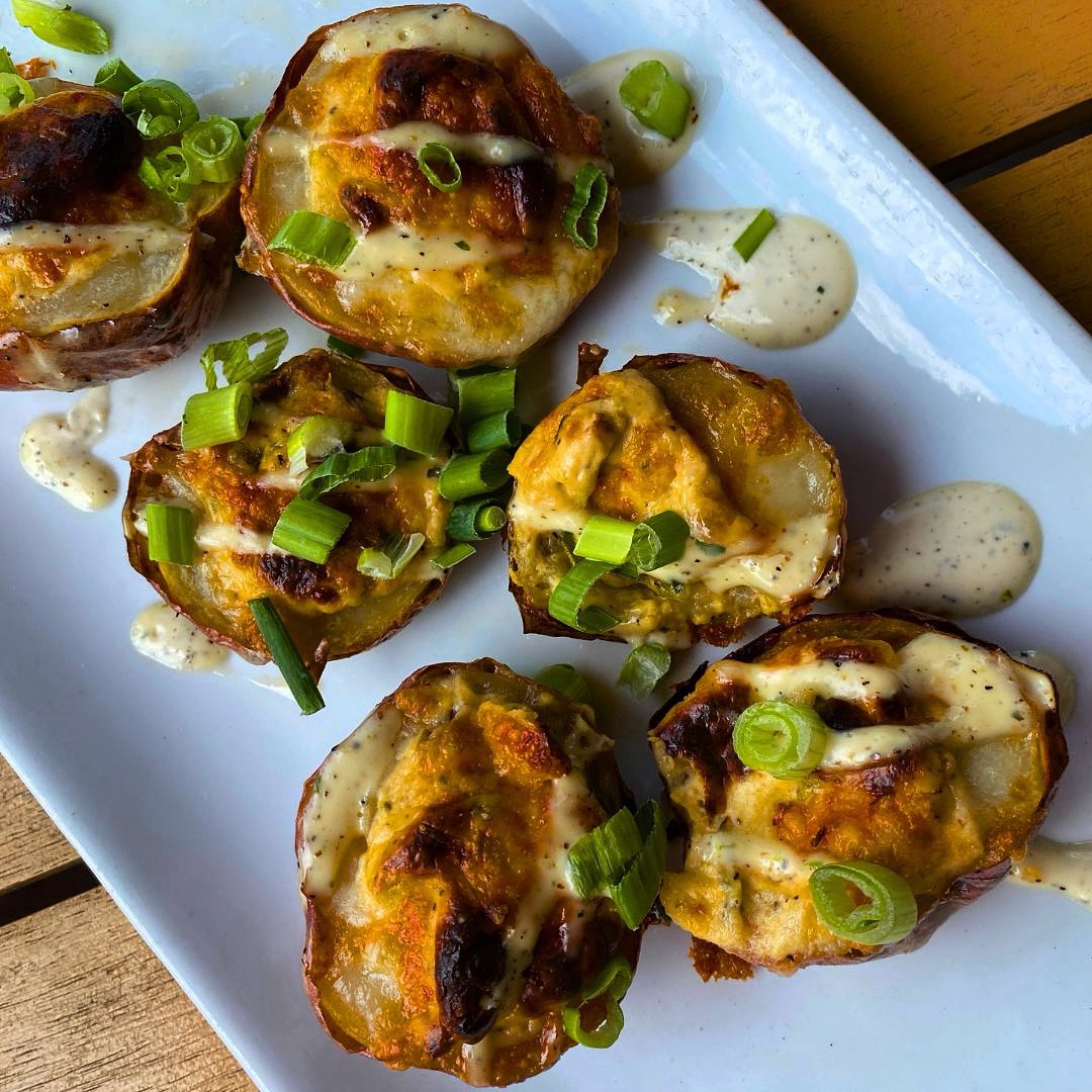 Catch-a-Fire Pizza (@catchafirepizza) on Twitter photo Our Jalapeño Popper Potato Skins -the perfect bite sized treat- redskin potatoes, cream cheese, jalapeño, white cheddar, scallion and our house ranch. Chef says, add bacon for more deliciousness! 😋 Our Jalapeño Popper Potato Skins -the perfect bite sized treat- redskin potatoes, cream cheese, jalapeño, white cheddar, scallion and our house ranch. Chef says, add bacon for more deliciousness! 😋