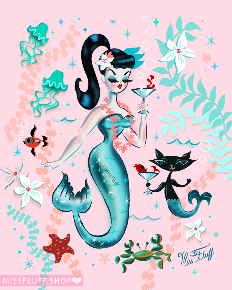 Miss_Fluff's tweet image. 💖 Happy Caturday! 💖 
New in prints... Brunette Martini Mermaid with Merkitty! Printed on beautiful, velvet matte paper with vibrant inks. missfluff.shop/products/brune…
❤ Also on Canvas missfluff.shop/products/brune…
#caturdaycuties #midmod #tikistyle #palmspringsart #mermaidart #tikibar