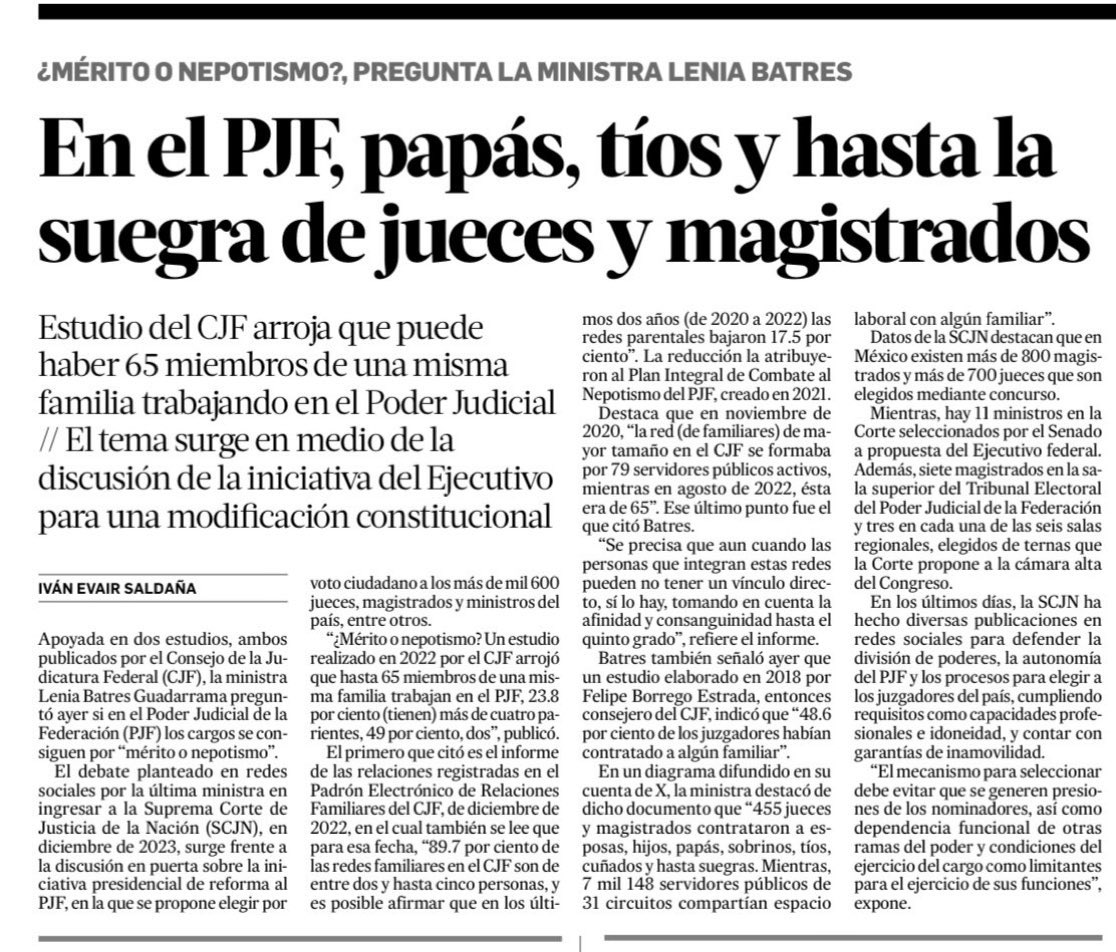 guruchuirer's tweet photo. En el Poder Judicial contratan solo a los familiares de jueces, magistrados y ministros, ¿Estás de acuerdo en que urge la #ReformaJudicial? 

-Sí   = ♥️
-No = RT https://t.co/yVmNk5NGd3