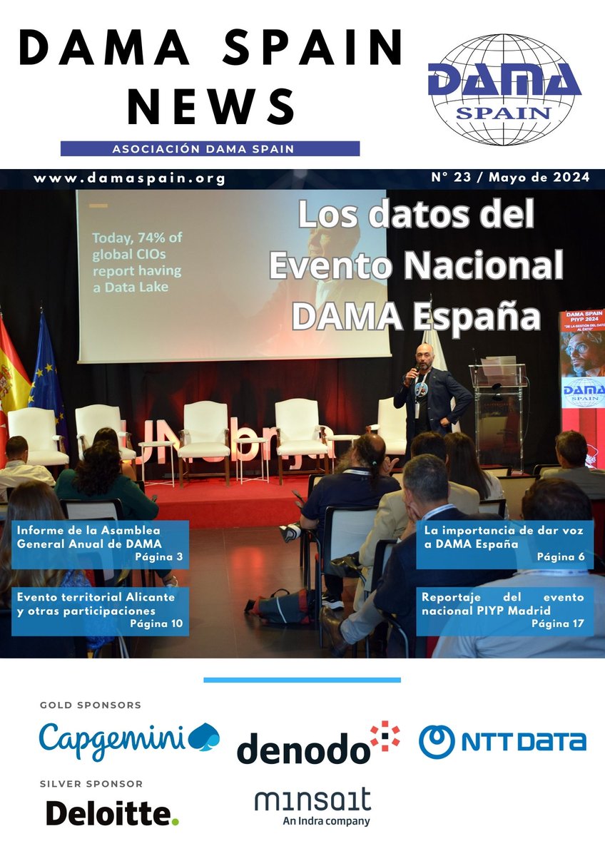 📣¡Nuestra revista DAMA SPAIN NEWS de MAYO!:

- Informe de la Asamblea General Anual de DAMA
- Reportajes del evento nacional PIYP Madrid y del “Meetup DAMA Spain Alicante”
 - Bienvenida al nuevo sponsor silver: <a href="/minsaitbyindra/">Minsait</a>

🌟Recíbela GRATIS en: 
damaspain.org
