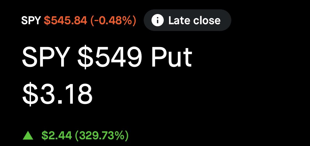 stocksandreales's tweet photo. 15 WINS AND ONLY 2 LOSSES

6/20 $SPY PUT 320% ✅
6/20 $QQQ PUT 830% (discord) ✅
6/21 $SPY CALL 50% (discord) ✅
6/21 $QQQ CALL 180% (discord) ✅

I TRULY AM THE BEST DAYTRADER TO EVER EXIST https://t.co/asHOknDUSH