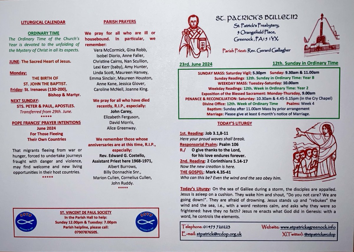SPG Bulletin 23.06.24: 12th Sunday in Ordinary Time