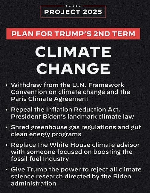 A Trump second term would fight Climate Change the same way he fought Covid by essentially ignoring it.  “If we stop testing right now, we’d have very few cases, if any.” - Trump
