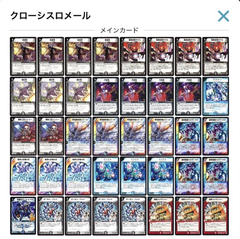 本日行われた #デュエマクラシック05 のオンライン大会(参加者10名)の