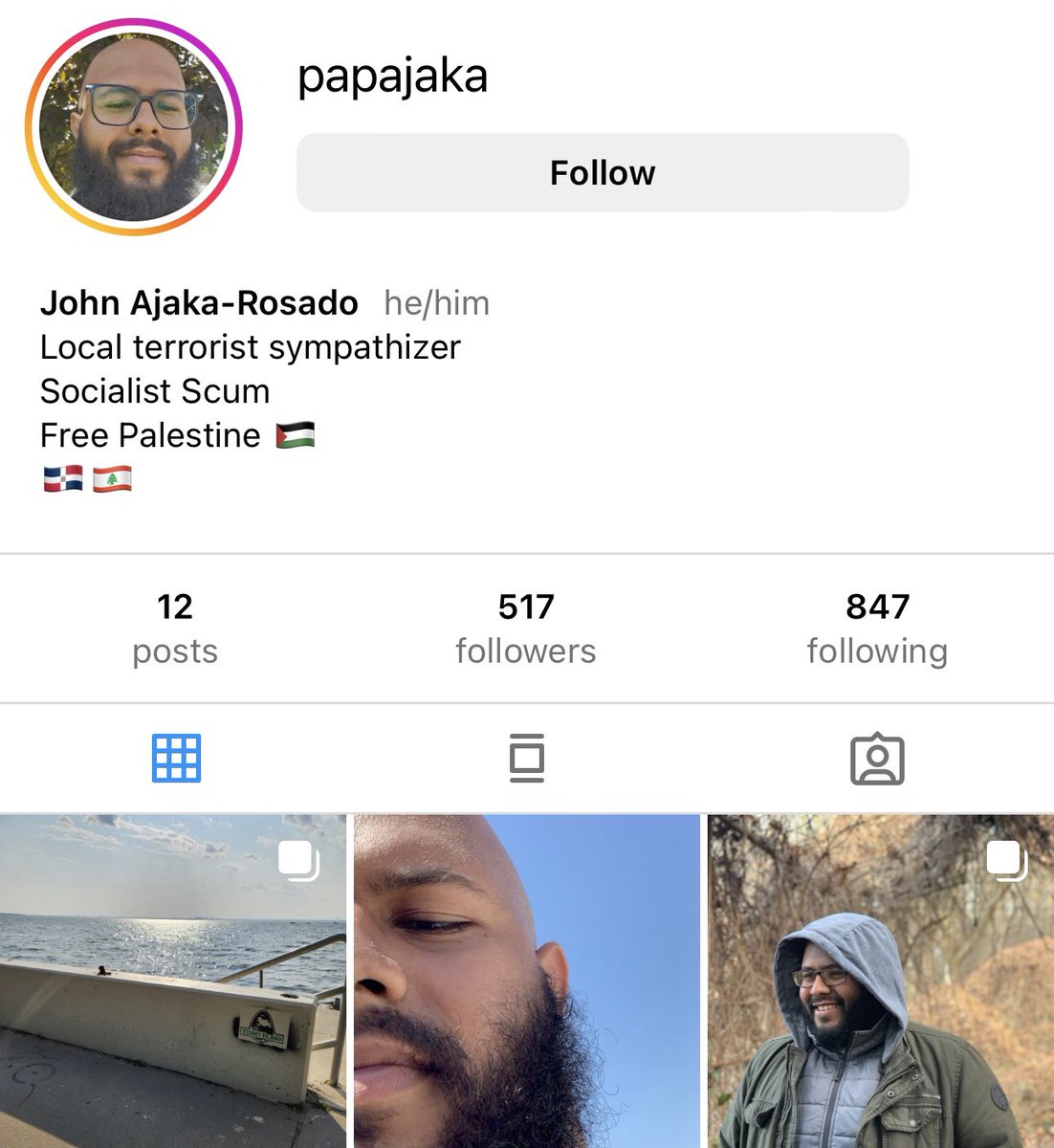 <a href="/AvivaKlompas/">Aviva Klompas</a> His name is John Ajaka-Rosado, a “local terrorist sympathizer” according to his IG profile.