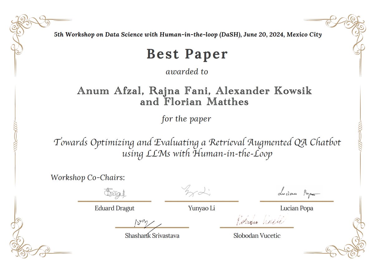 Congratulations to this year's <a href="/dash_workshop/">DaSH</a> Best Paper winners: Anum Afzal, Rana Fani, Alexander Kowsik and Florian Matthes from <a href="/TU_Muenchen/">TU München</a>!