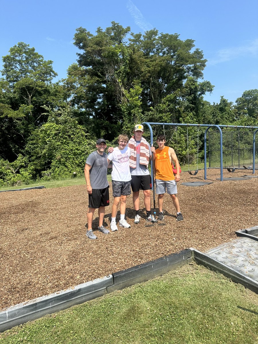 It was great for our guys to go help clean and honor for The Aaron Davies Memorial Playground!