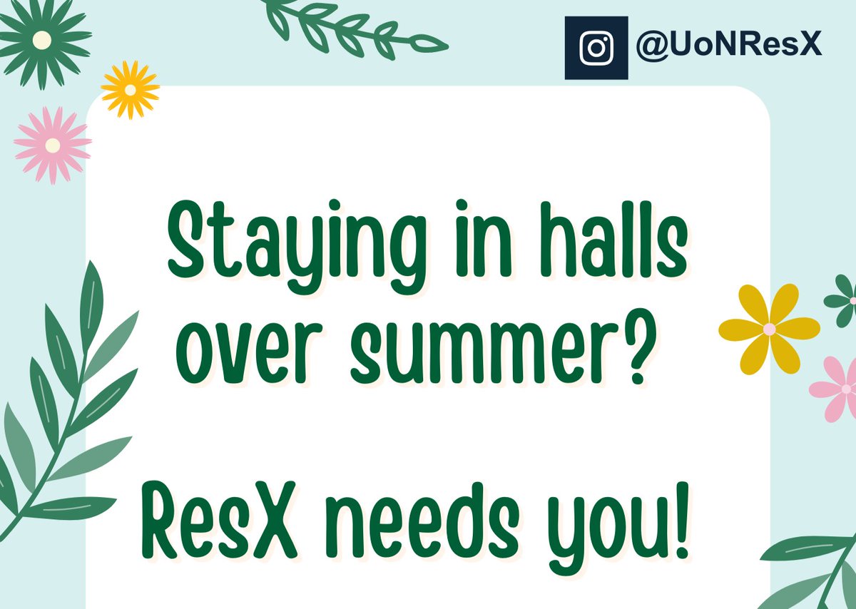 Staying at Raleigh Park over the summer? Then let ResX know what events you want to see over the summer months.
 
Complete the questionnaire here: bit.ly/4cseotu