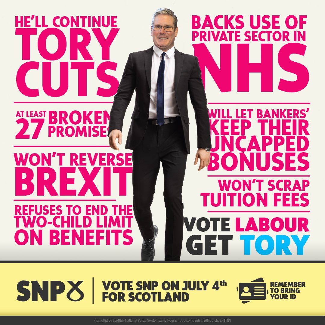 🥀 Labour have abandoned their principles in the pursuit of power.

📢 They plan Tory cuts, won't reverse Brexit and refuse to end the two-child benefit cap.

🗳️ The evidence is clear: Vote Labour. Get Tory.