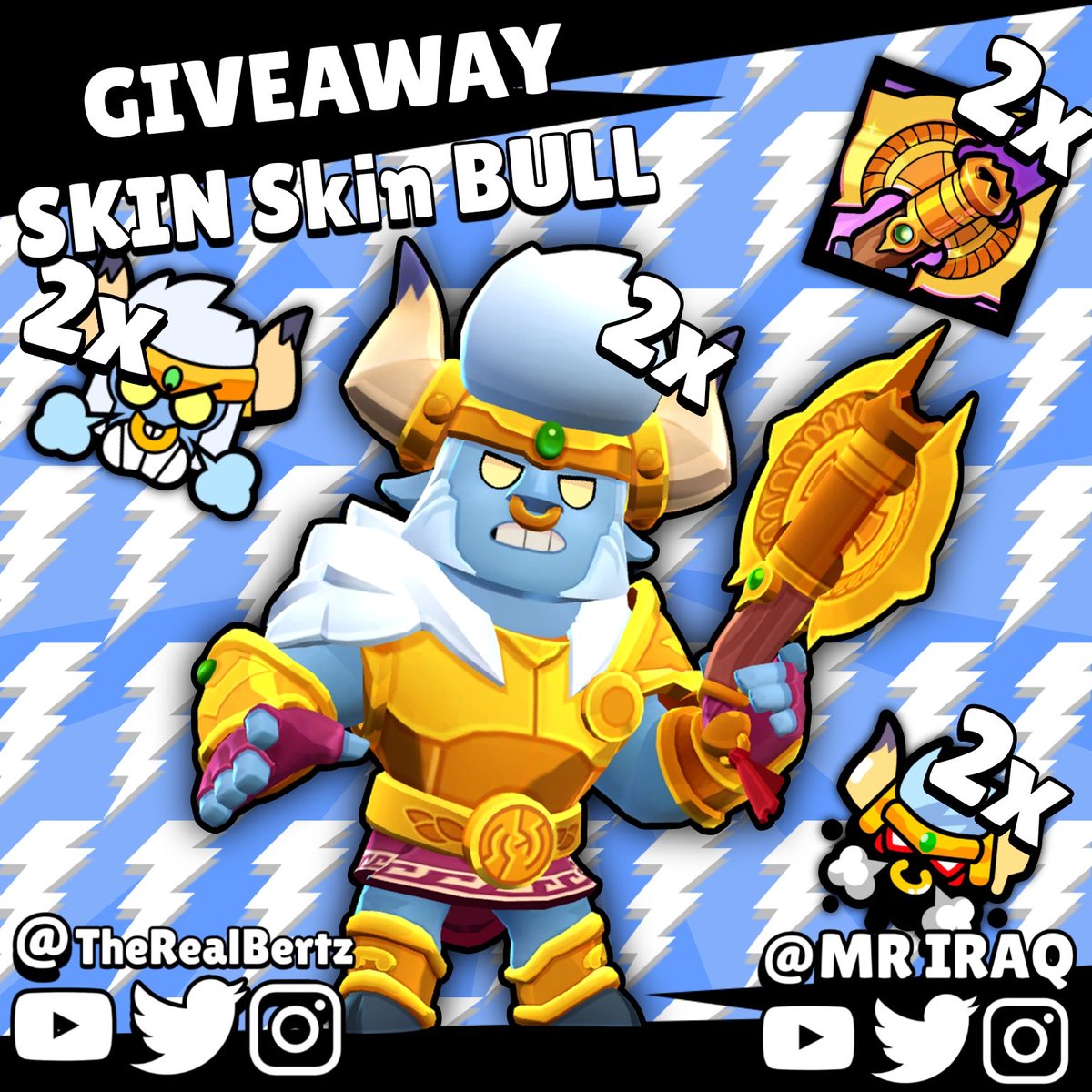 To participate you must:
●❤️&amp;♻️ this post
■ Follow <a href="/TheRealBertz/">Bertz</a> &amp; @Mr_Iraq_07 
●Mention 2 of your friends
#MinotaurBullGiveaway #BrawlSrars #brawlstars #Giveaway