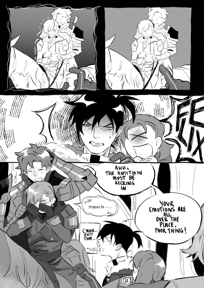 (1/4) heres my sylvix comic that was supposed to be for #SYLVAINBDAYPREGAME except im 20 days late
prompt was "make him blush"