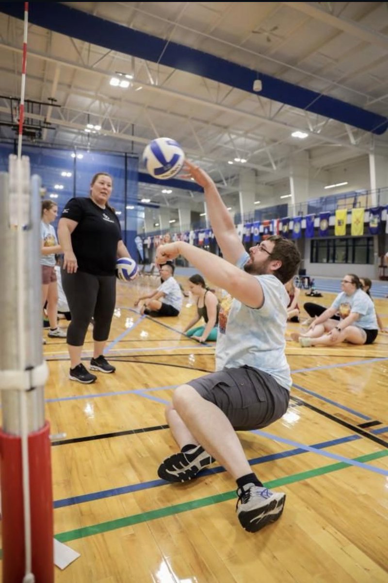 CoachJulieAllen's tweet photo. Thankful for the opportunity to share about a sport I have always loved and enjoyed to play with others. Thank you @turnstonecenter @usavolleyball #volleyball #sittingvolleyball https://t.co/OZjq9sFXJn