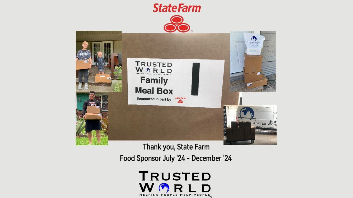 trustedworld's tweet photo. Exciting news! @StateFarm proudly backs Trusted World's food boxes, providing 3 nutritious meals a day for a week to those in need. Thank you, State Farm! #CommunitySupport #Gratitude #StateFarmCares #TrustedWorld #makeadifference https://t.co/eoyVvqaZ1n