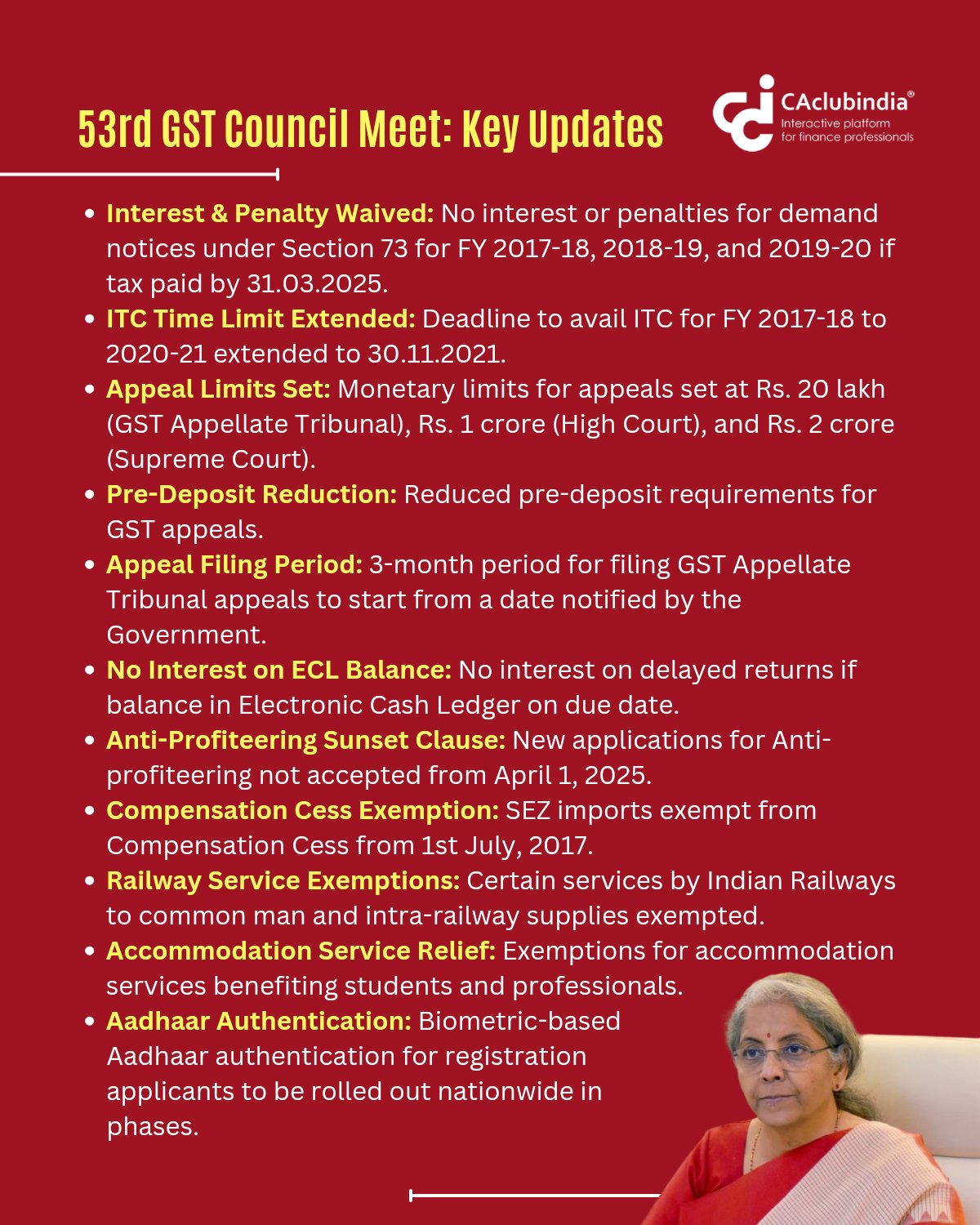 CAclubindia on X: &ldquo;Key Highlights from 53rd GST Council Meeting 
